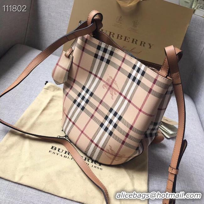 Chic Discount BURBERRY Banner small vintage check and leather tote Bag 1581 brown