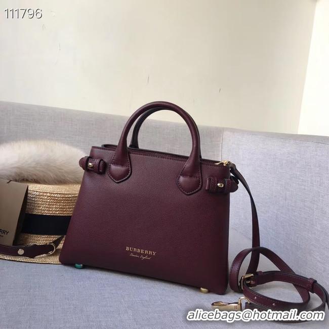 Famous Brand BurBerry Leather Tote Bag 7461 Burgendy