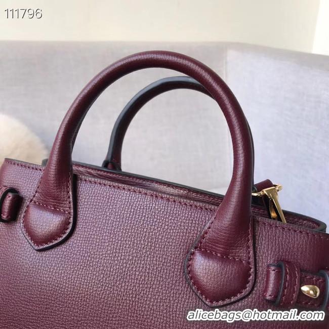 Famous Brand BurBerry Leather Tote Bag 7461 Burgendy