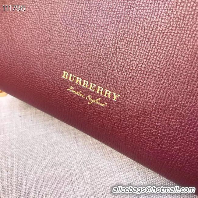 Famous Brand BurBerry Leather Tote Bag 7461 Burgendy