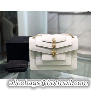 Buy Duplicate BVLGARI Serpenti Forever leather shoulder bag B288620 white