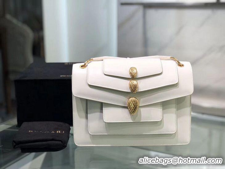 Buy Duplicate BVLGARI Serpenti Forever leather shoulder bag B288620 white