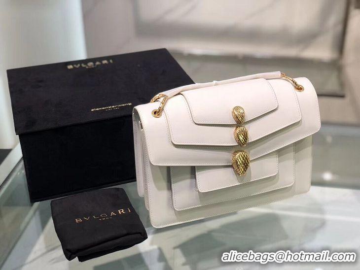 Buy Duplicate BVLGARI Serpenti Forever leather shoulder bag B288620 white