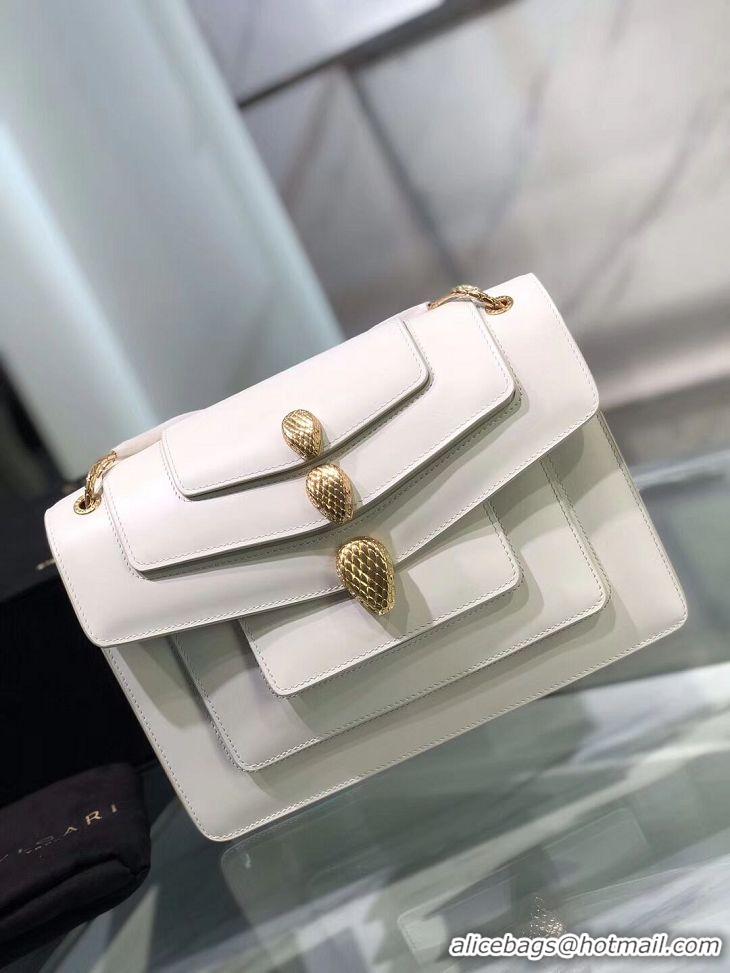 Buy Duplicate BVLGARI Serpenti Forever leather shoulder bag B288620 white