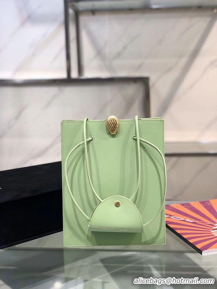 Pretty Style Expensive BVLGARI Shoulder Bag Calfskin Leather B288728 green