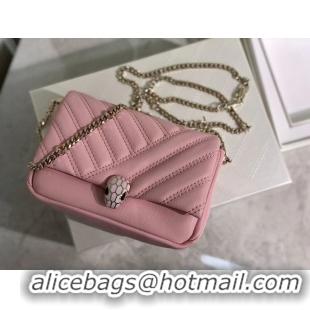 Shop Duplicate BVLGARI Shoulder Bag Calfskin Leather B288760 pink