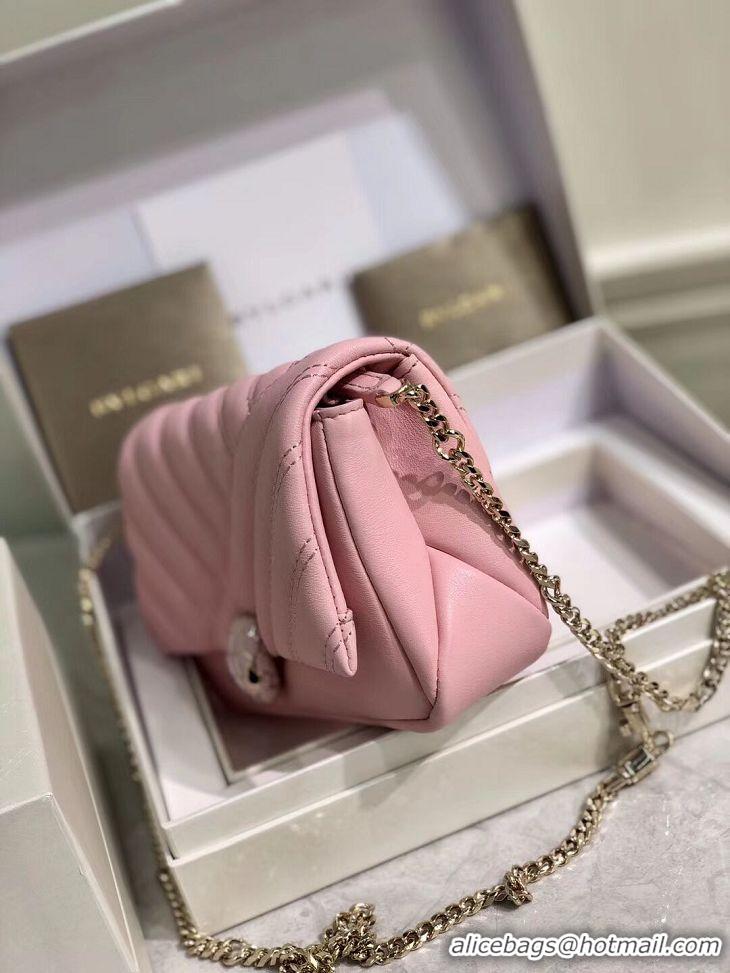 Shop Duplicate BVLGARI Shoulder Bag Calfskin Leather B288760 pink