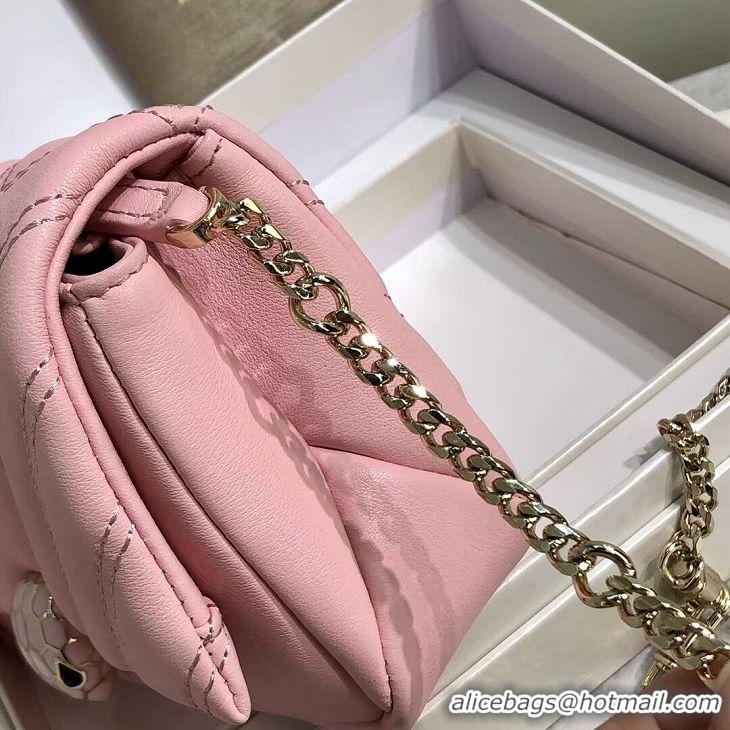 Shop Duplicate BVLGARI Shoulder Bag Calfskin Leather B288760 pink