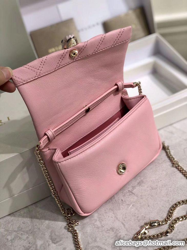 Shop Duplicate BVLGARI Shoulder Bag Calfskin Leather B288760 pink