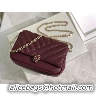 Noble Discount BVLGARI Shoulder Bag Calfskin Leather B288760 Burgundy