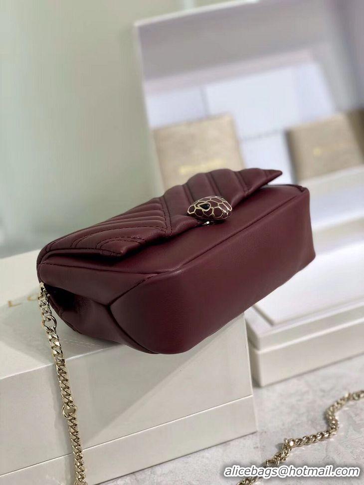 Noble Discount BVLGARI Shoulder Bag Calfskin Leather B288760 Burgundy