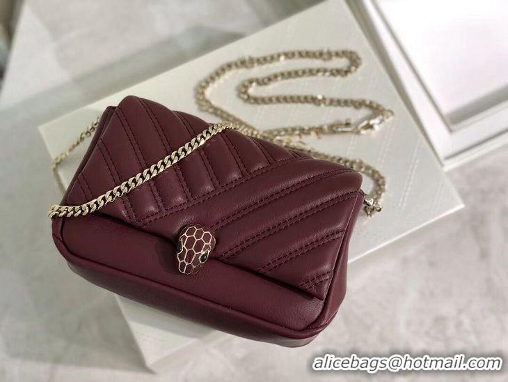 Noble Discount BVLGARI Shoulder Bag Calfskin Leather B288760 Burgundy