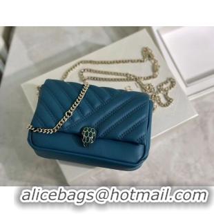 Trendy Design BVLGARI Shoulder Bag Calfskin Leather B288760 blue