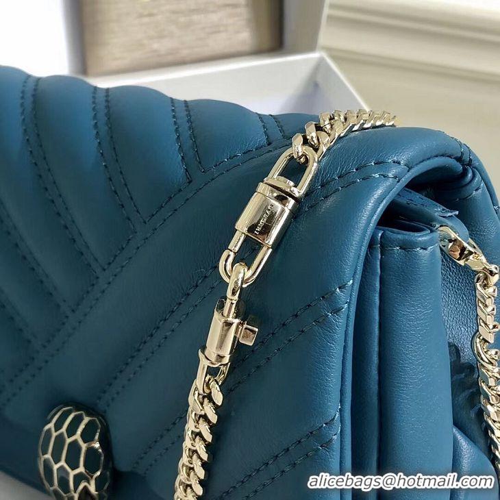 Trendy Design BVLGARI Shoulder Bag Calfskin Leather B288760 blue