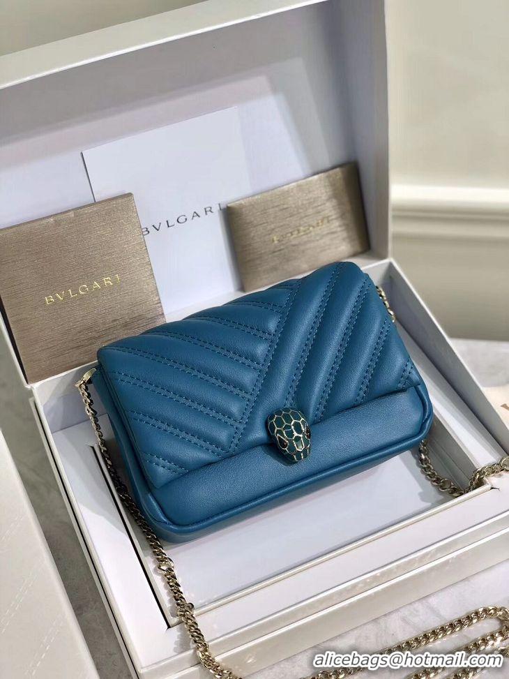 Trendy Design BVLGARI Shoulder Bag Calfskin Leather B288760 blue