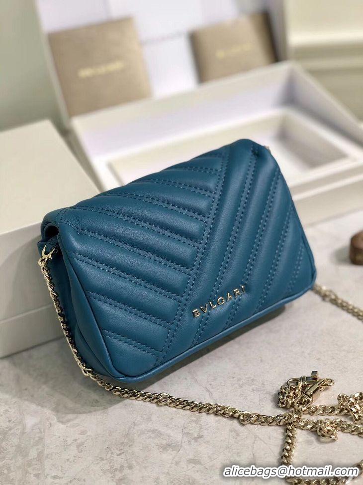 Trendy Design BVLGARI Shoulder Bag Calfskin Leather B288760 blue