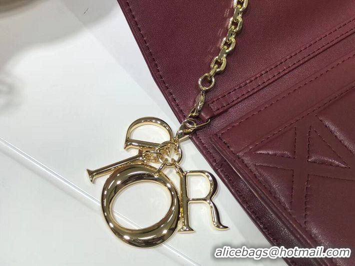 Perfect Inexpensive DIOR CLUTCH gold-tone metal C1040A Bordeaux