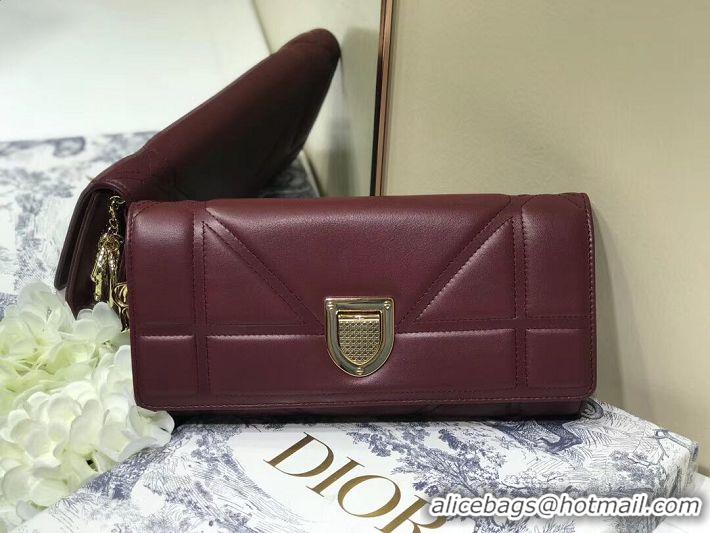 Perfect Inexpensive DIOR CLUTCH gold-tone metal C1040A Bordeaux