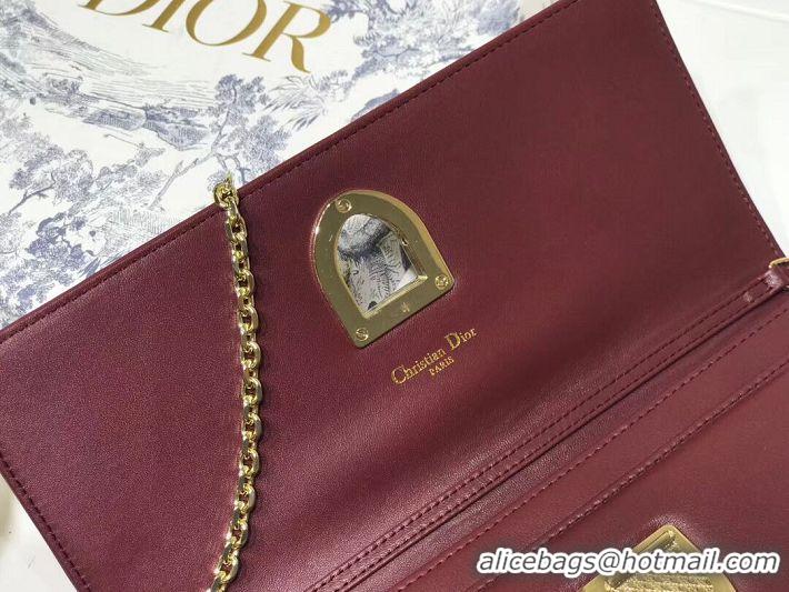 Perfect Inexpensive DIOR CLUTCH gold-tone metal C1040A Bordeaux