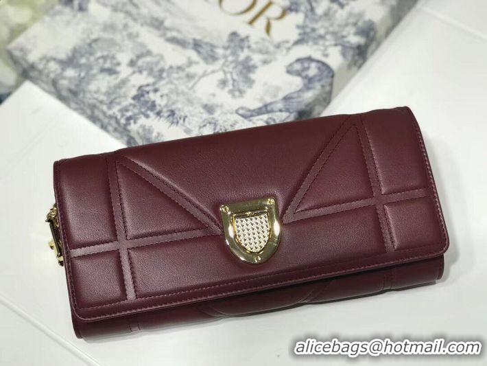 Perfect Inexpensive DIOR CLUTCH gold-tone metal C1040A Bordeaux