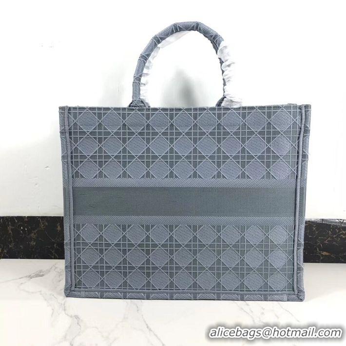 Affordable Price DIOR BOOK TOTE BAG IN EMBROIDERED CANVAS C1286 grey blue