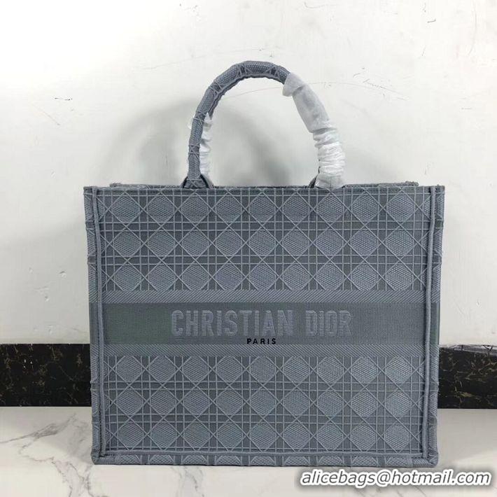 Affordable Price DIOR BOOK TOTE BAG IN EMBROIDERED CANVAS C1286 grey blue