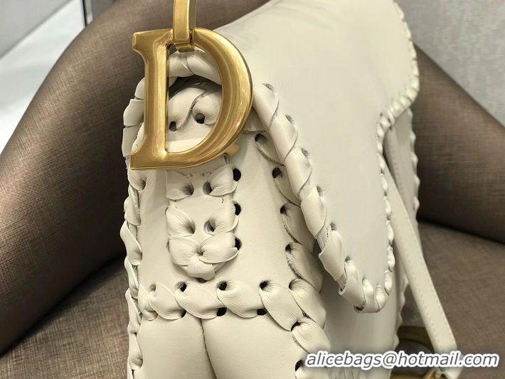 Popular Style Dior MINI SADDLE BAG IN BLACK CALFSKIN M0447 white