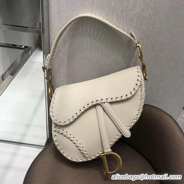 Popular Style Dior MINI SADDLE BAG IN BLACK CALFSKIN M0447 white