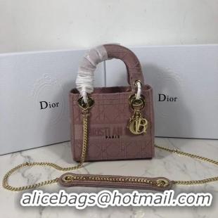 Trendy Design Promotional MINI LADY DIOR TOTE BAG IN EMBROIDERED CANVAS C4531 pink