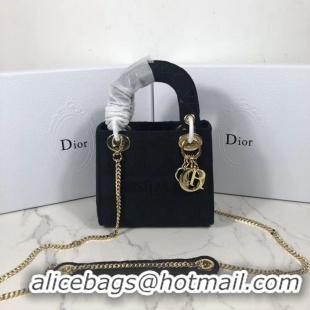 Low Cost MINI LADY DIOR TOTE BAG IN EMBROIDERED CANVAS C4531 black