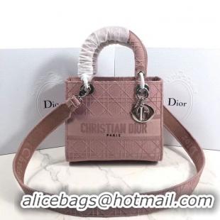 Top Design LADY DIOR TOTE BAG IN EMBROIDERED CANVAS C4532 pink