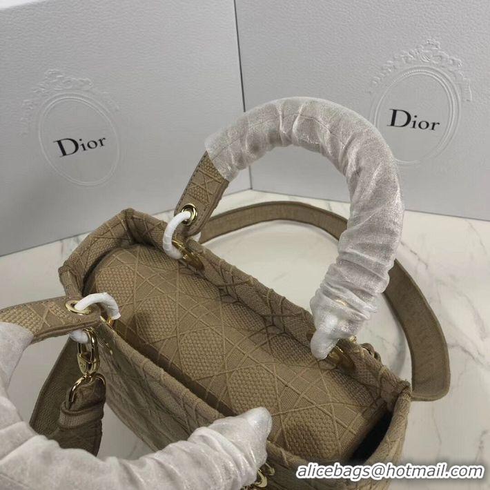 Pretty Style LADY DIOR TOTE BAG IN EMBROIDERED CANVAS C4532 apricot