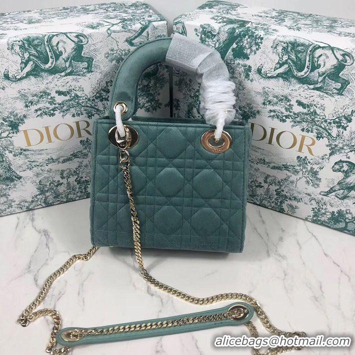 Low Price MINI LADY DIOR Velvet BAG M424 Green