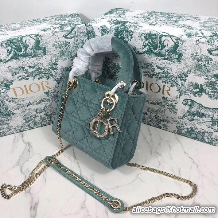 Low Price MINI LADY DIOR Velvet BAG M424 Green