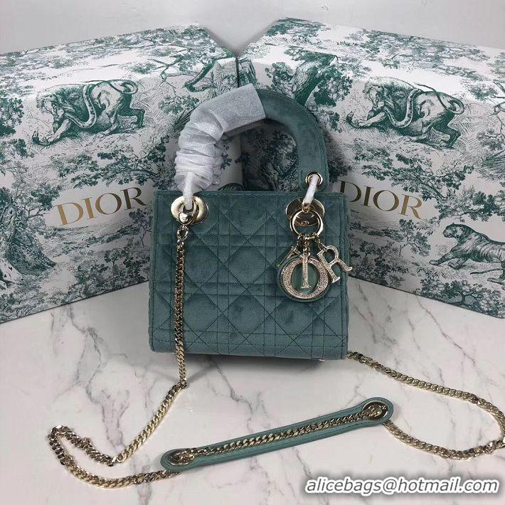 Low Price MINI LADY DIOR Velvet BAG M424 Green