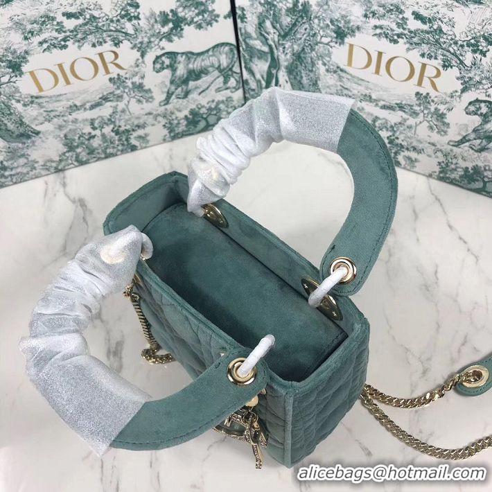 Low Price MINI LADY DIOR Velvet BAG M424 Green