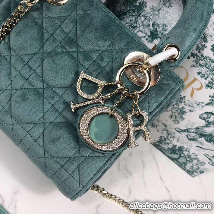 Low Price MINI LADY DIOR Velvet BAG M424 Green