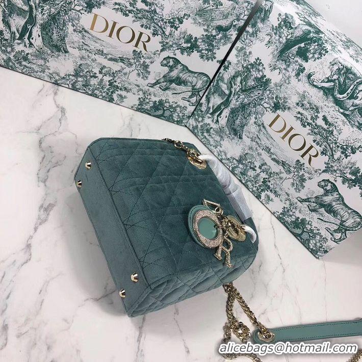 Low Price MINI LADY DIOR Velvet BAG M424 Green