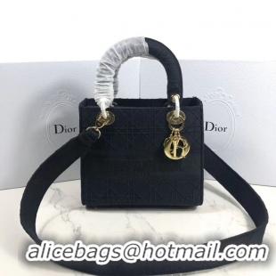 Best Quality LADY DIOR TOTE BAG IN EMBROIDERED CANVAS C4532 black