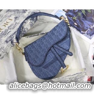 Imitation Faux Dior SADDLE DENIM CANVAS BAG M928 blue