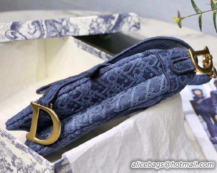 Imitation Faux Dior SADDLE DENIM CANVAS BAG M928 blue