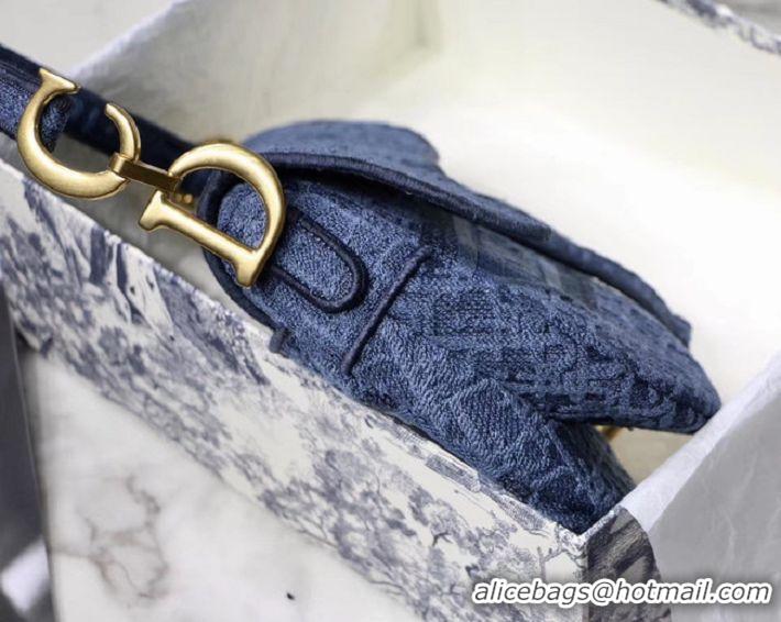 Imitation Faux Dior SADDLE DENIM CANVAS BAG M928 blue