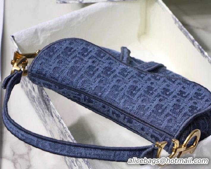 Imitation Faux Dior SADDLE DENIM CANVAS BAG M928 blue