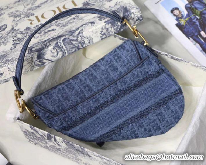 Imitation Faux Dior SADDLE DENIM CANVAS BAG M928 blue