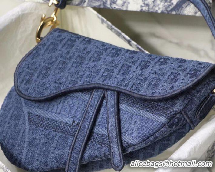 Imitation Faux Dior SADDLE DENIM CANVAS BAG M928 blue