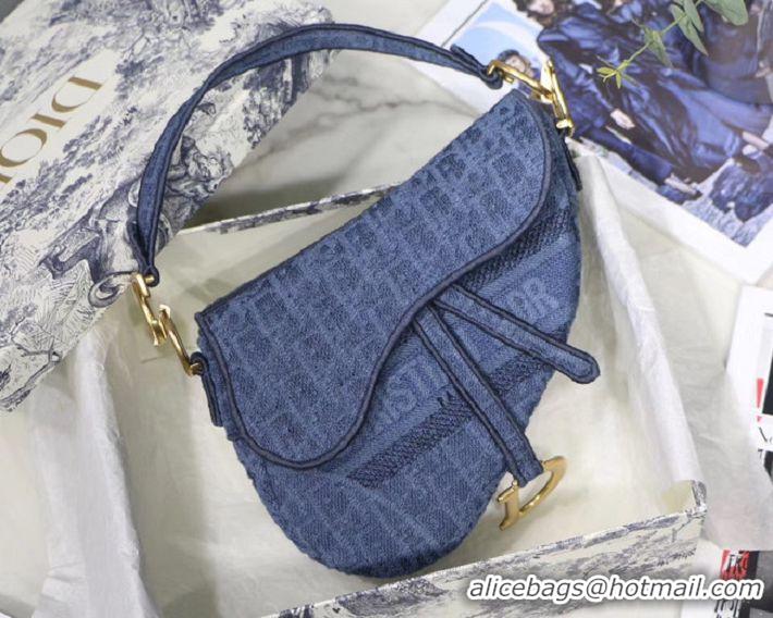 Imitation Faux Dior SADDLE DENIM CANVAS BAG M928 blue