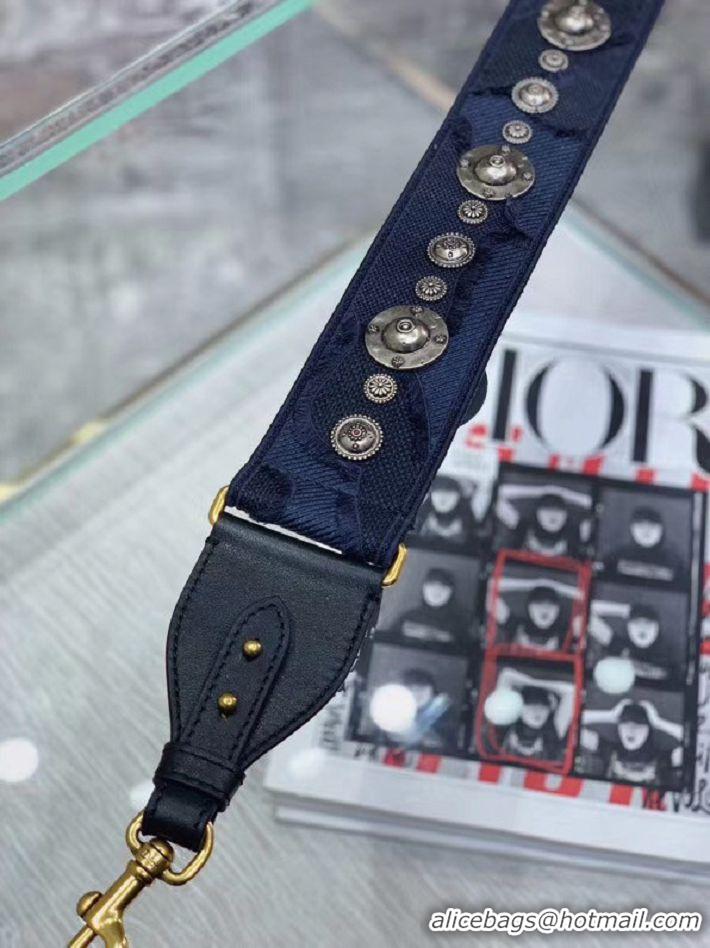 Duplicate DIOR BLUE MULTICOLOR CAMOUFLAGE FULLY EMBROIDERED STRAP M928