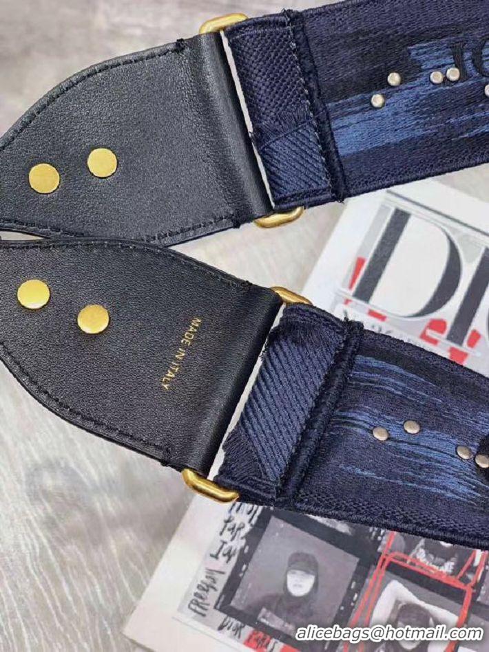 Duplicate DIOR BLUE MULTICOLOR CAMOUFLAGE FULLY EMBROIDERED STRAP M928