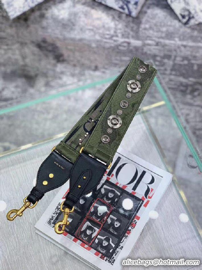 Low Price DIOR GREEN MULTICOLOR CAMOUFLAGE FULLY EMBROIDERED STRAP M042