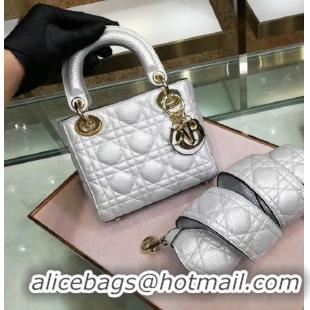 Grade Inexpensive Dior MINI LADY DIOR CALFSKIN BAG M0573 Silvery white